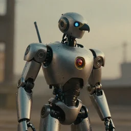 a robot shaped like a falcon, film still, movie, cinematic