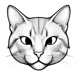 cat face, geometric, line art, black and white, by h. g. giger, 8 k