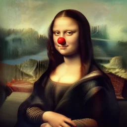 mona lisa with a clown nose, hyperdetailed, artstation, cgsociety, 8 k