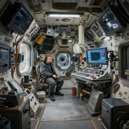 Interior of a space station cluttered with electronics, Wadim Kashin, Simon Stalenhag, dystopian, featured in artstation, octane render, cinematic, elegant, intricate, 8k