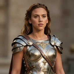scarlett johannson as an amazon warrior, a tall beautiful woman with brown skin and long hair, dressed in hellenistic body armor, intricate, elegant, highly detailed, smooth, sharp focus, detailed face, art by ardian syaf