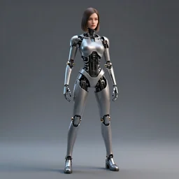 cyborg girl by jose olmos, full shot, octane render, arstation, no blur
