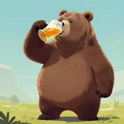 a fat bear drinking a beer,digital art ,artstation ,ross tran , wlop