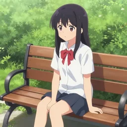 anime girl sitting on a bench