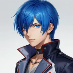 realistic beautiful gorgeous natural Persona 3 androgynous protagonist with blue hair, art drawn full HD 4K highest quality in artstyle by professional artists WLOP, Taejune Kim, yan gisuka, JeonSeok Lee, artgerm, Ross draws, Zeronis, Chengwei Pan on Artstation