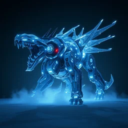 frostclaw machine mecha animal beast robot of horizon forbidden west horizon zero dawn bioluminiscence global illumination ray tracing hdr fanart arstation by sung choi and eric pfeiffer and gabriel garza and casper konefal