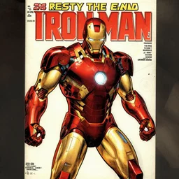 rusty iron man the end, vintage comic by greg rutkowski