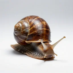 fierce snail, high detail photograph, full body, isolated on a pure white background, centered, entire subject in frame, sharp focus, soft studio lighting