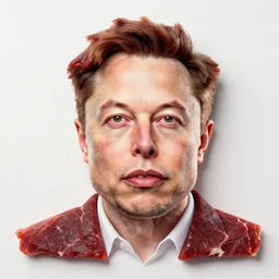 portrait of elon musk made from meat