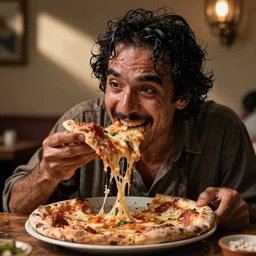 borat eating pizza, wet, sloppy gross, obnoxious