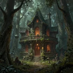 a highly detailed 4 k fantasy matte painting of ghost club in the woods, zdzislaw beksinski, artstation, cgsociety, unreal engine
