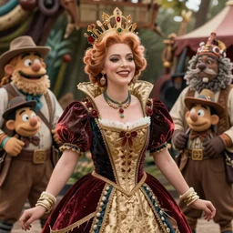 detailed ultrarealistic photography medium shot of dnd organic festival rustic robust muppet show queen leyendecker, norman rockwell, greg rutkowski, artstation cinematic,