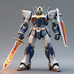 a giant robot wielding a flaming sword