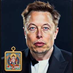 thangka painting depicting elon musk, hyperrealistic, highly detailed, trending on artstation