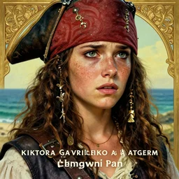 close - up of freckled teenage mediterranean pirate girl, freckles freckles freckles face of anxiety and worry, linen lothes and leather armor, seaside backgroud, art for best - selling award - winning young adult fantasy novel, intricate, elegant, well composed, highly detailed, art by chengwei pan and viktoria gavrilenko and artgerm and greg rutkowski and alphonse mucha, trending on artstation