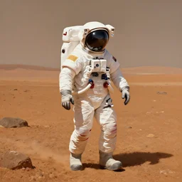 digital painting of an astronaut walking on mars, peter mohrbacher