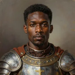 a professionally painted portrait of Bishop daddy Bailey, clothed in ancient battle armor, dark skin, hair, beautiful bone structure, symmetrical facial features, stunningly beautiful, intricate, elegant, digital painting, smooth, sharp focus, illustration, from Kara Walker