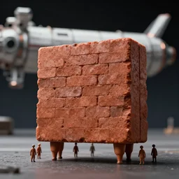 cinematic portrait of single brick having 8 tiny legs, space station at background, high detail, 8 k, sharp focus, movie still, dramatic lighting, ray tracing, smooth, lane brown, finnstark, oleg bulakh, diego fazio, mike dargas, emanuele dascanio, felix englund, michal karcz