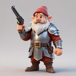 a dwarf in armor holding a gun in his right hand, a character portrait by mike azevedo, featured on polycount, shock art, official art, concept art, steampunk
