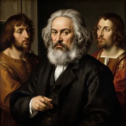 beautiful renaissance painting portrait of karl marx by sandro botticelli, jan van eyck, tiziano vecelli, piero della francesca