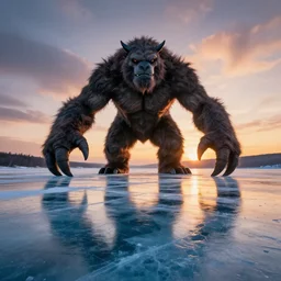 amazing landscape photo of A (gigantic) monster trapped under the ice transparent frozen lake at sunset by marc adamus beautiful dramatic lighting