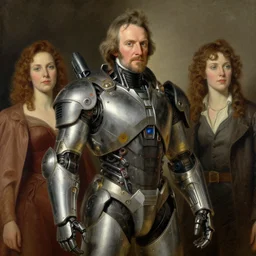 portrait of john james audubon wearing cybernetic power armor. intricate painting by ross tran, magali villeneuve, and jeremy mann.