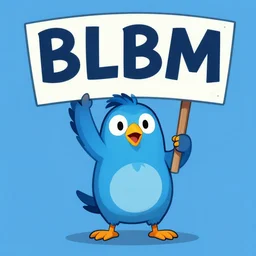 mordekai (blue bird) protesting for blm blue background, furry, trending on devianart, digital art,