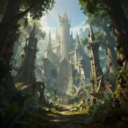inside a beautiful wood elf city, 8 k, hdr, award - winning, octane render, artstation, volumetric lighting