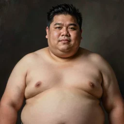 hyper realistic, portrait of filipino dwight shrute, extremely obese painted by greg rutkowski, wlop, loish,