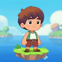 island boy, idle heroes character, animated, colorful