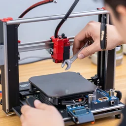 groot fixing a 3 d printer with a wrench, ender 3, sharp focus,