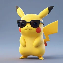 ultra realistic and accurate picture of pikachu wearing sunglasses, studio lighting, trending in artstation, rendered in blender