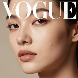 close up of face of female fashion model, baroque style, beige colors, official vogue editorial, highly detailed