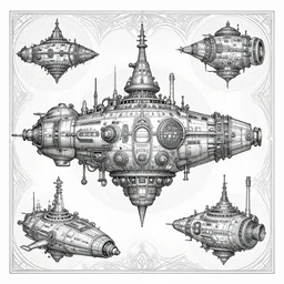 full page scan of detailed graphic novel, steampunk spaceships, art noveau style, illustration, decay, mathematics and geometry, vibrant, james jean, dave gibbons, stained glass, alphonse mucha,