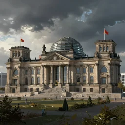 dystopian reichstag Germany, futuristic digital painting