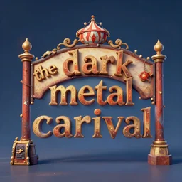 3d sculpt of an arched sign for a circus called 'the dark metal carnival', artstaton, digital illustration