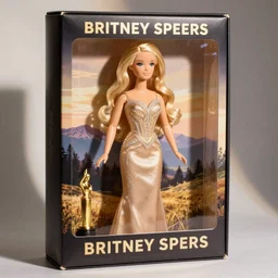 a barby doll of Britney Spears in a box advertisement