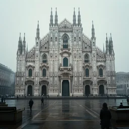 a foggy day in milano in 2 0 7 9, cyberpunk future, distopic, cinestill, photography, realistic, hyper detailed, unreal engine, cinematic, octane render