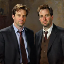 portrait painting of dwight schrute and joe lo truglio, in the style of albert marquet