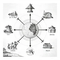 diagrama cosmogonico del pueblo selk ´ nam, engraving by goya, vector image