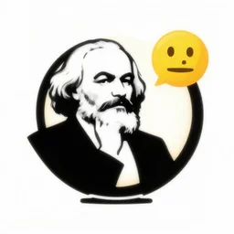 karl marx pondering his orb, discord emoji, 2 d, flat, coherent, orthographic, transparent background, svg