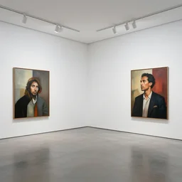brutalism art gallery in the style of tim eitel and cool looking hipsters