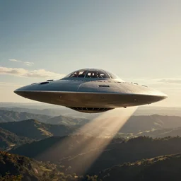 JR Bob Dobbs piloting a flying saucer