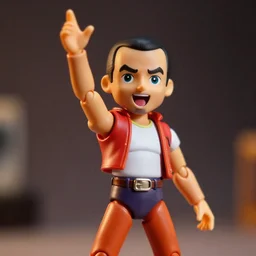 freddie mercury as nendoroid singing with raised hand, 8 k hd dof, kodak film,