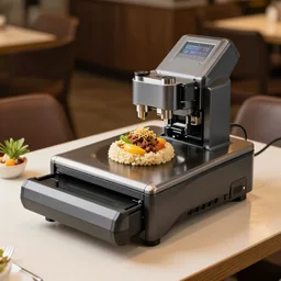 machine that 3d prints fancy meals at restaurant table