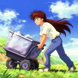 man pushing a cart uphill in ulan bataar, sprite, vaporwave nostalgia, directed by beat takeshi, visual novel cg, 8 0 s anime vibe, kimagure orange road, maison ikkoku, initial d, sketch by osamu tezuka, directed by hideki anno