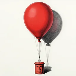 portrait of tall air balloon with long lines, red tones, detailed drawing, smooth and sharp black outlines, flat inked colors, scratched shadow, moebius, jean giraud, frank miller