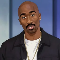 Tupac Shakur, screenshot from a 2009s anime, anime style,