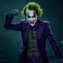 portrait of michael scott as the riddler, dynamic lighting, 8 k hdr movie still, dark knight, smiling, villain pose, realistic
