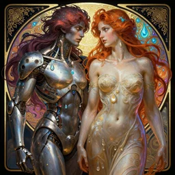 adam and eve, altered carbon, neon, fibonacci, sweat drops, insane, intricate, highly detailed, digital painting, artstation, concept art, smooth, sharp focus, illustration, unreal engine 5, 8 k, art by artgerm and greg rutkowski and alphonse mucha